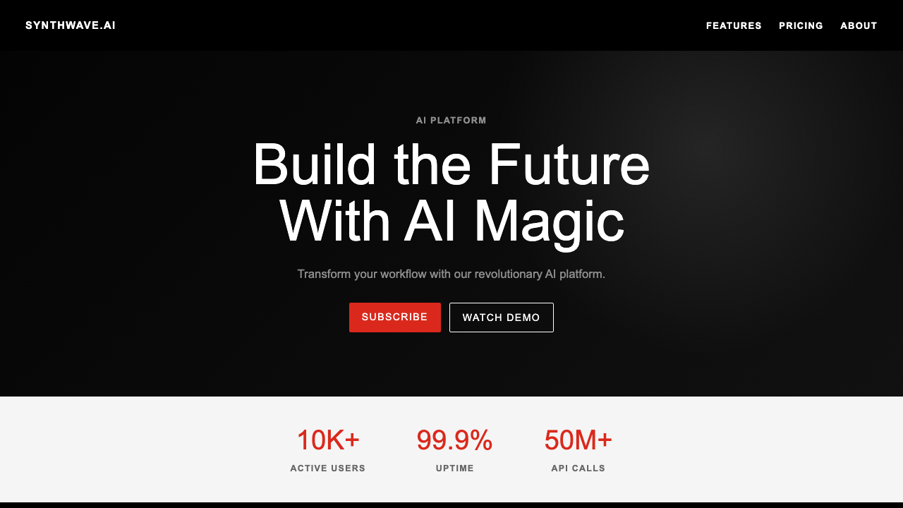 Synthwave page restyled with a Ferrari-inspired design system